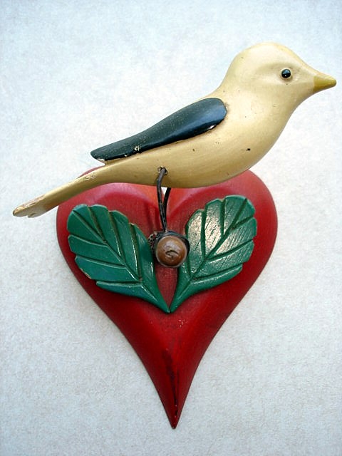 CARVED FINCH ON BRANCH-PA. ORIGIN