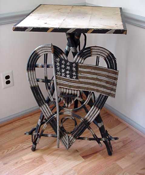 RARE PA. TWIG TABLE WITH FLAG