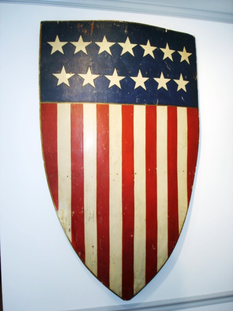 LARGE WOODEN PATRIOTIC SHIELD